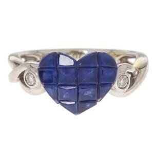 Ring 18KWG Silver Sapphire Diamond #52 145041